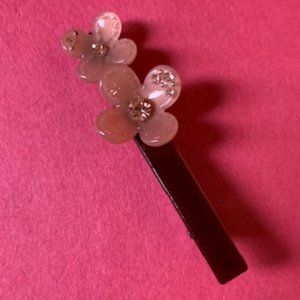 NEW gorgeous flower hair clip with pink/tan flowers and rhinestone accents